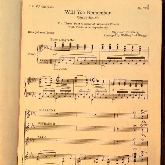 Will You Remember (SSA) Vintage Sheet Music - Picture 2 of 2